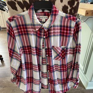 Women's 1X Ava Viv Plaid Blouse